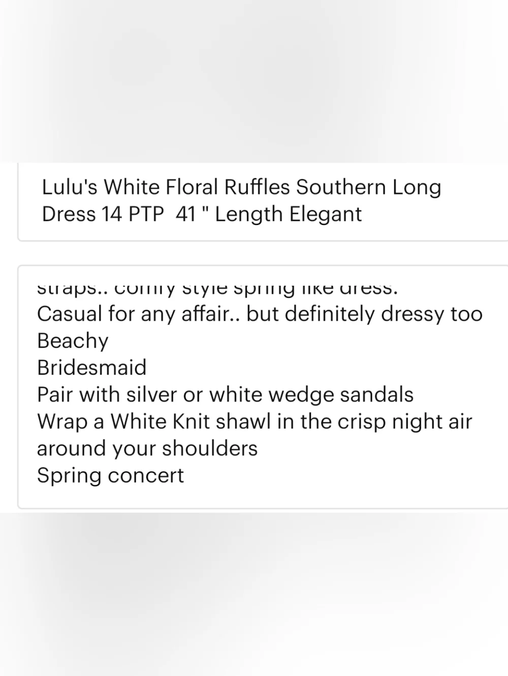 Lulus White Floral Ruffles Summer 14 PTP  Southern Long Dress 41